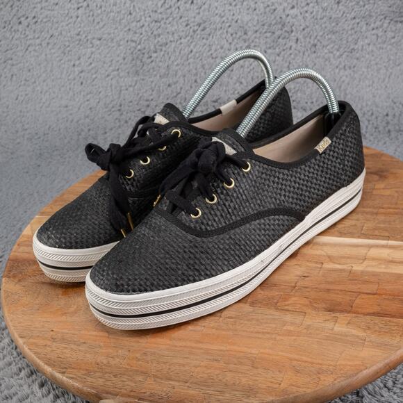Keds Kate Spade Black Lace Up Platform Sneakers Womens Size 10 - Picture 4 of 8